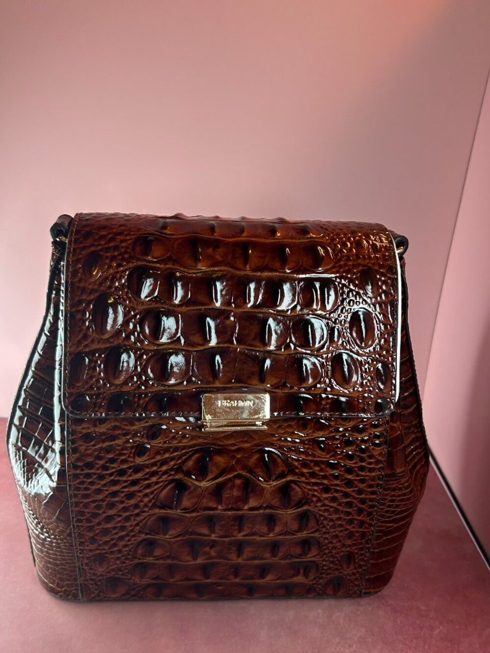 BRAHMIN MARGO CROCODILE-EMBOSSED CROSSBODY BAG - Picture 2 of 12
